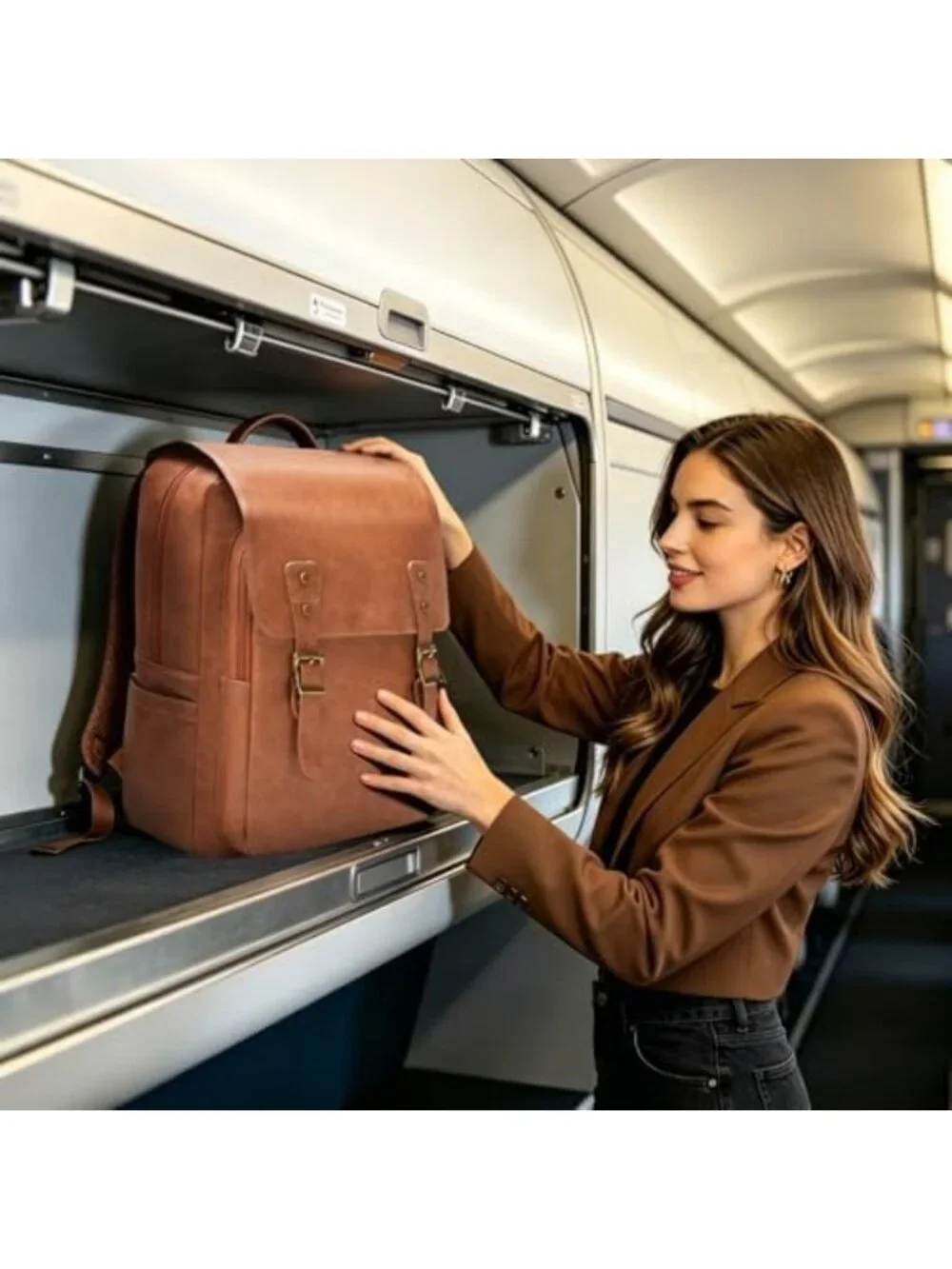 Vintage Waterproof Leather Backpack for Men & Women, 15.6